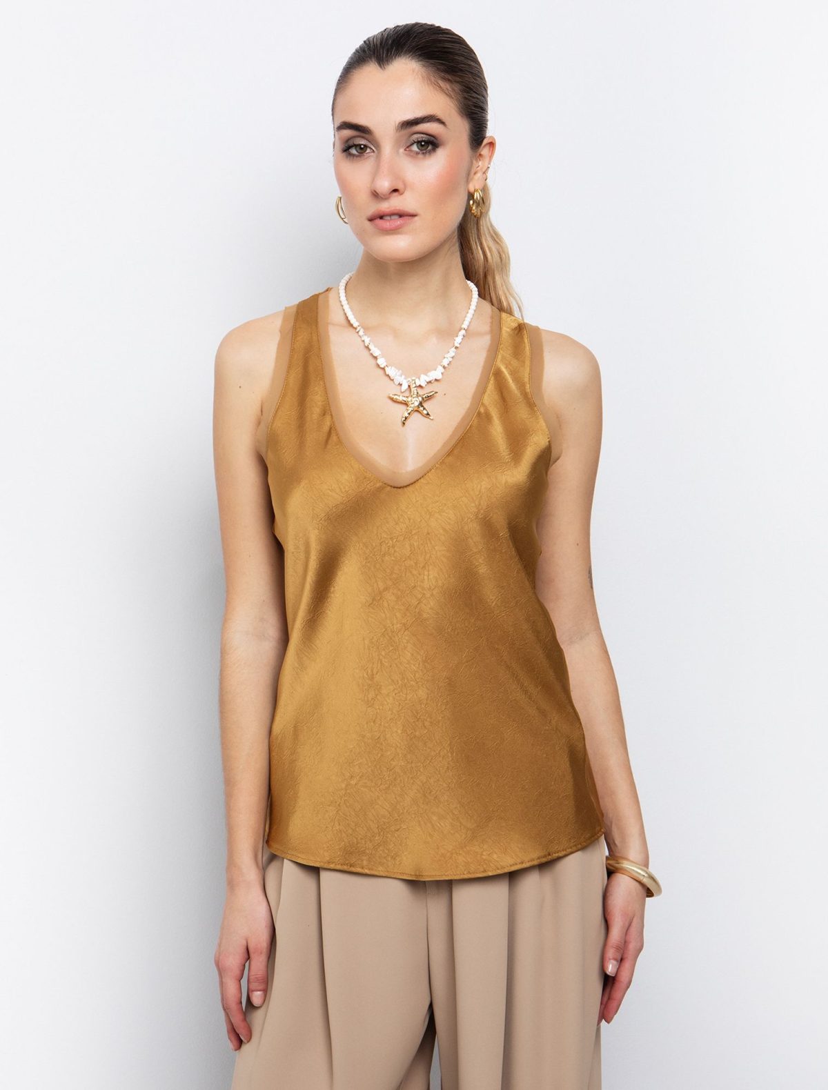 Toi&Moi Top με εφέ τσαλακωμένης όψη 30-5481-125-Gold/Χρυσό