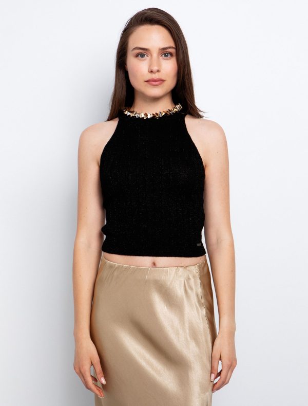 Toi&Moi Rib τοπ με μεταλλόνημα 70-4856-125-Black/Μαύρο