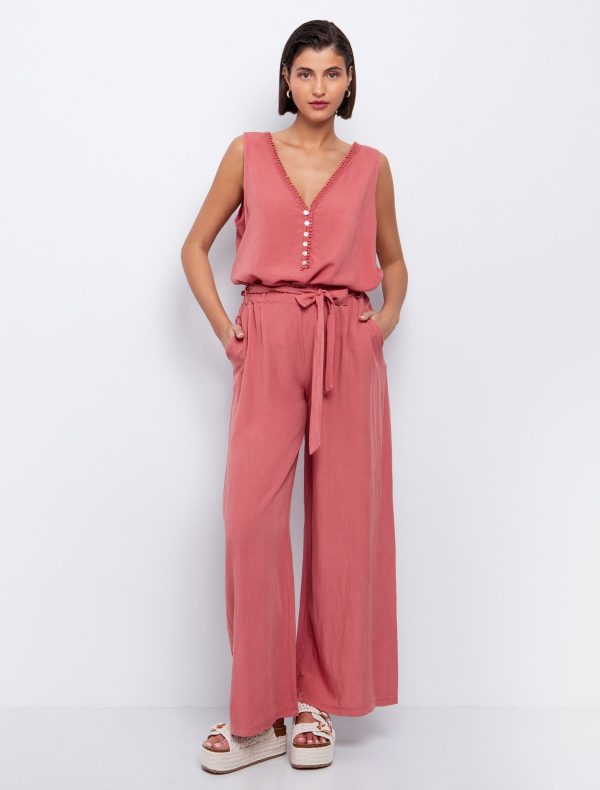 Toi&Moi Wide leg παντελόνι με ζώνη 20-5612-125-Black/Μαύρο