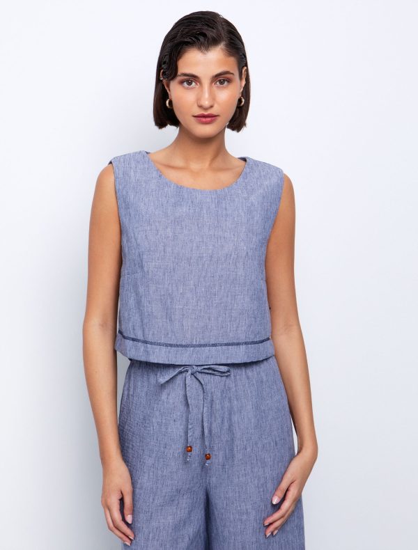 Toi&Moi Top με σχέδιο γαζιά 30-5573-125-Blue/Μπλέ