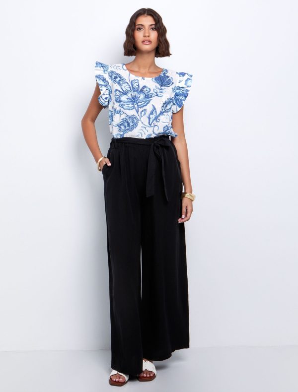 Toi&Moi Wide leg παντελόνι με ζώνη 20-5612-125-Black/Μαύρο