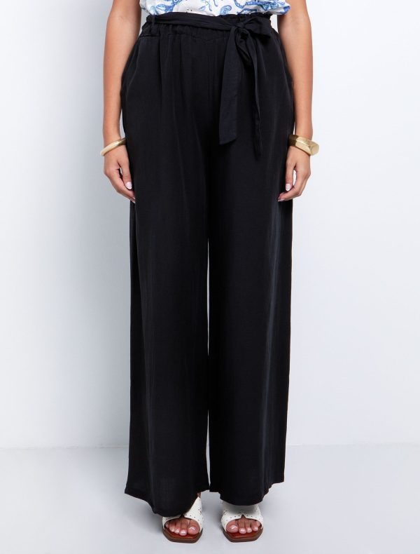 Toi&Moi Wide leg παντελόνι με ζώνη 20-5612-125-Black/Μαύρο