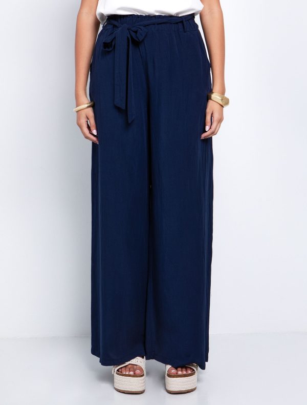 Toi&Moi Wide leg παντελόνι με ζώνη 20-5612-125-Blue Navy/Μπλέ Navy