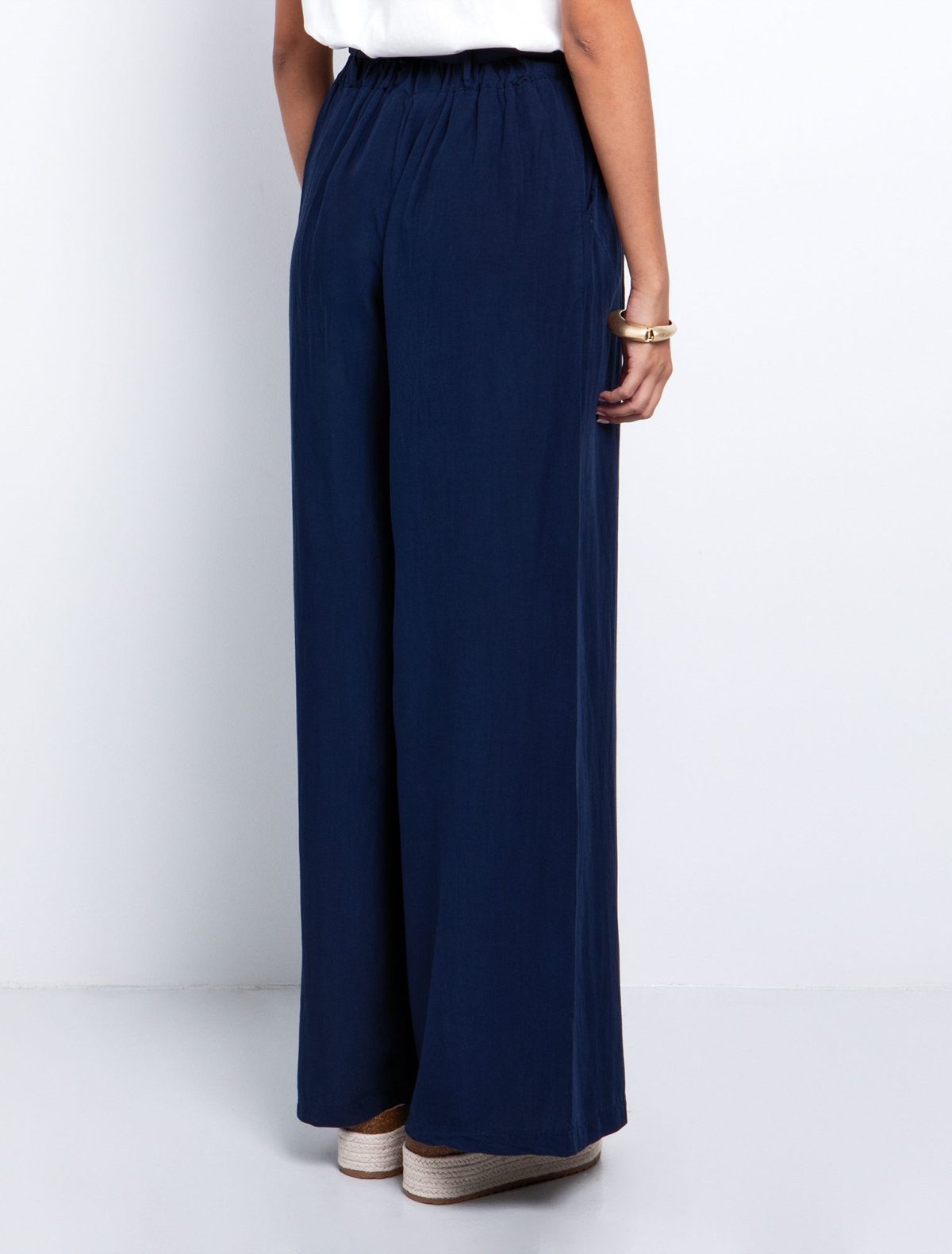 Toi&Moi Wide leg παντελόνι με ζώνη 20-5612-125-Blue Navy/Μπλέ Navy