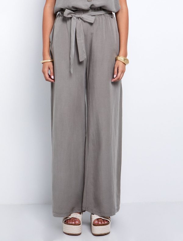 Toi&Moi Wide leg παντελόνι με ζώνη 20-5612-125-Beige Oscuro/Σκούρο Μπέζ