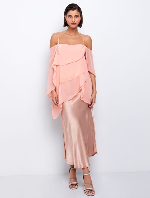 Toi&Moi Layered τοπ με ασυμμετρία 30-5590-125-Coral/Κοραλί