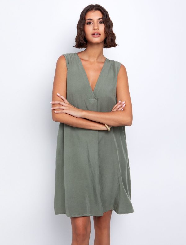 Toi&Moi Ριχτό φόρεμα με πιέτα 50-6559-125-Khaki/Χακί