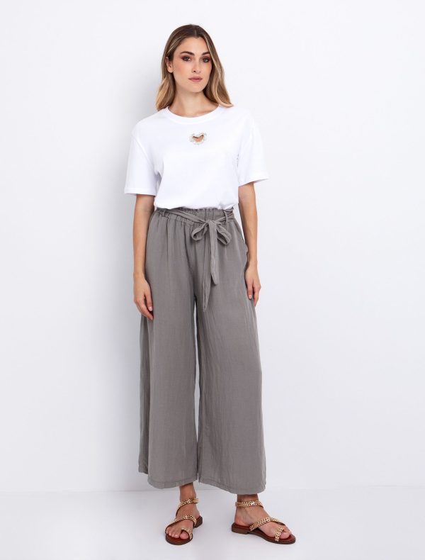 Toi&Moi Ankle-length παντελόνα με ζώνη 20-5613-125-Beige Oscuro/Σκούρο Μπέζ