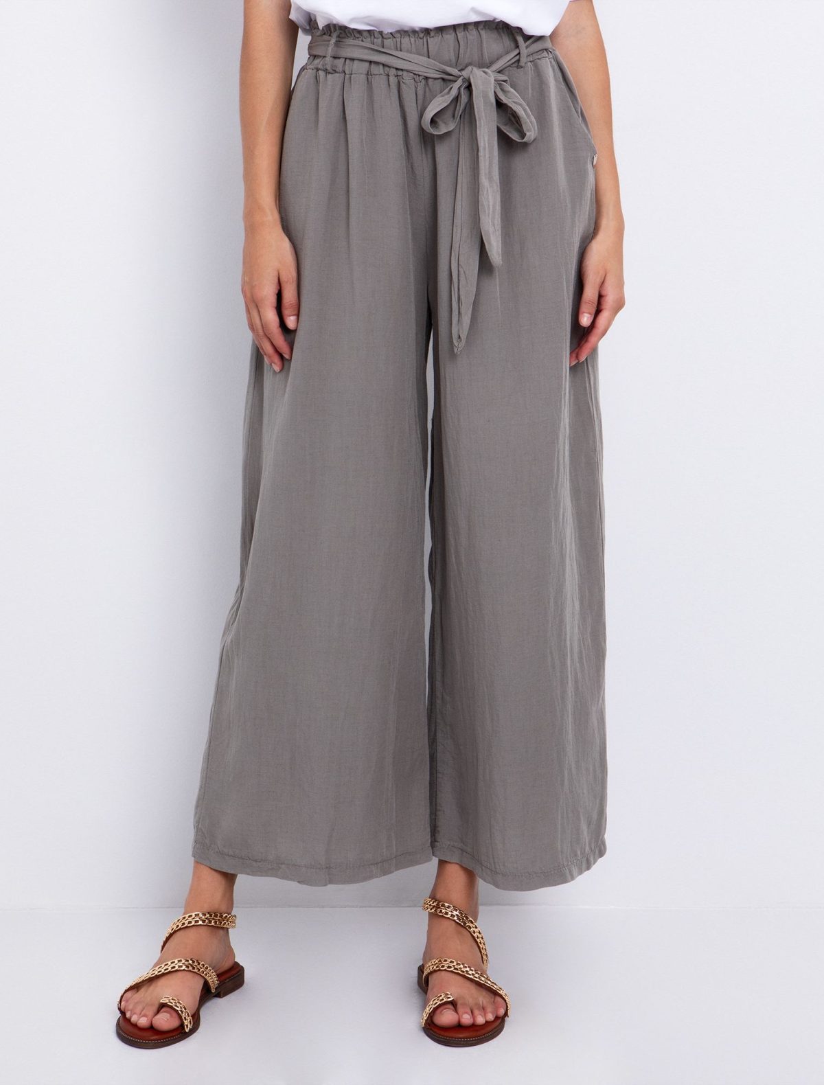 Toi&Moi Ankle-length παντελόνα με ζώνη 20-5613-125-Beige Oscuro/Σκούρο Μπέζ
