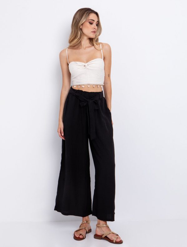 Toi&Moi Ankle-length παντελόνα με ζώνη 20-5613-125-Black/Μαύρο