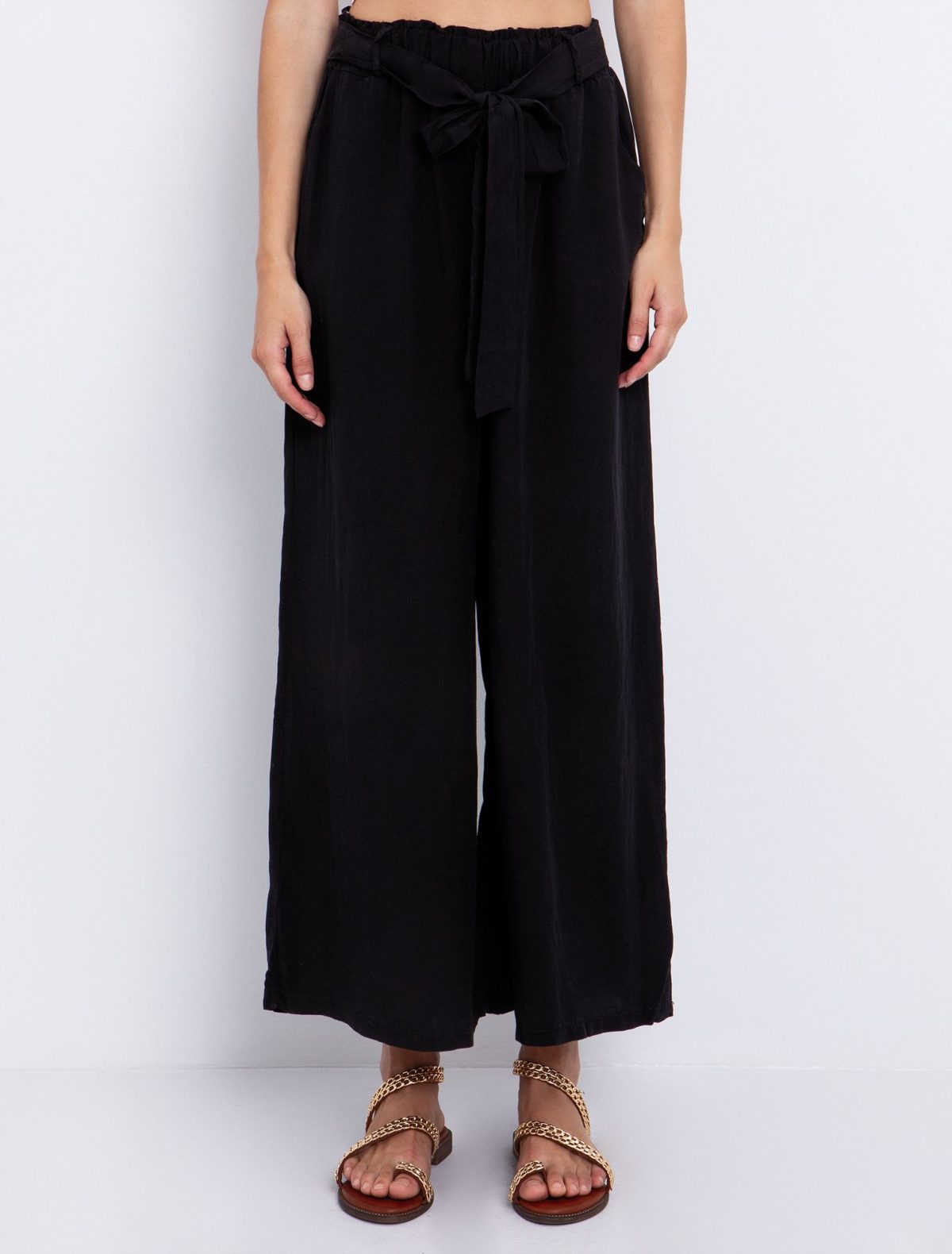 Toi&Moi Ankle-length παντελόνα με ζώνη 20-5613-125-Black/Μαύρο