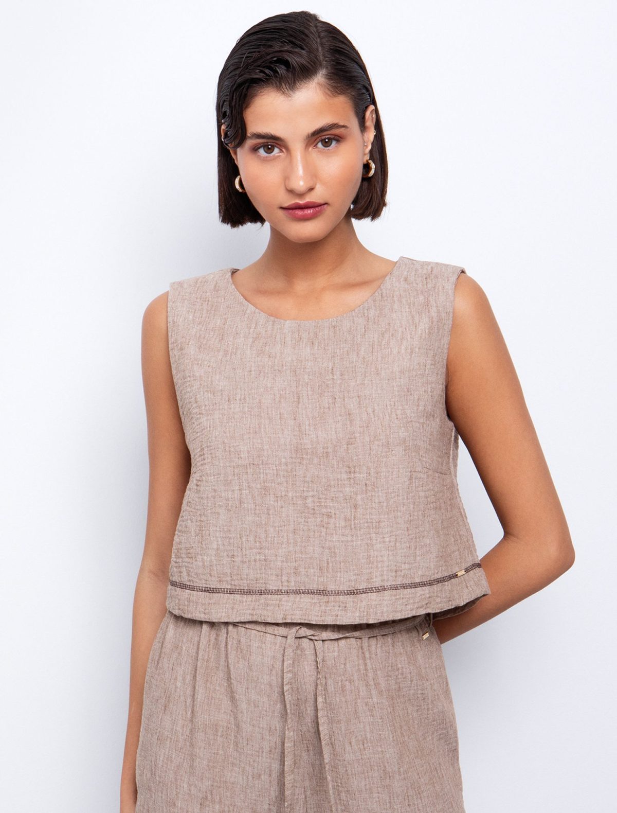 Toi&Moi Top με σχέδιο γαζιά 30-5573-125-Brown/Καφέ