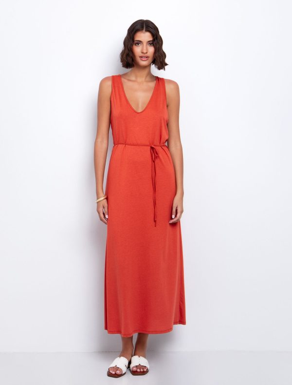 Toi&Moi Basic φόρεμα με κορδόνι 50-6576-125-Cinnamon/Κανελί