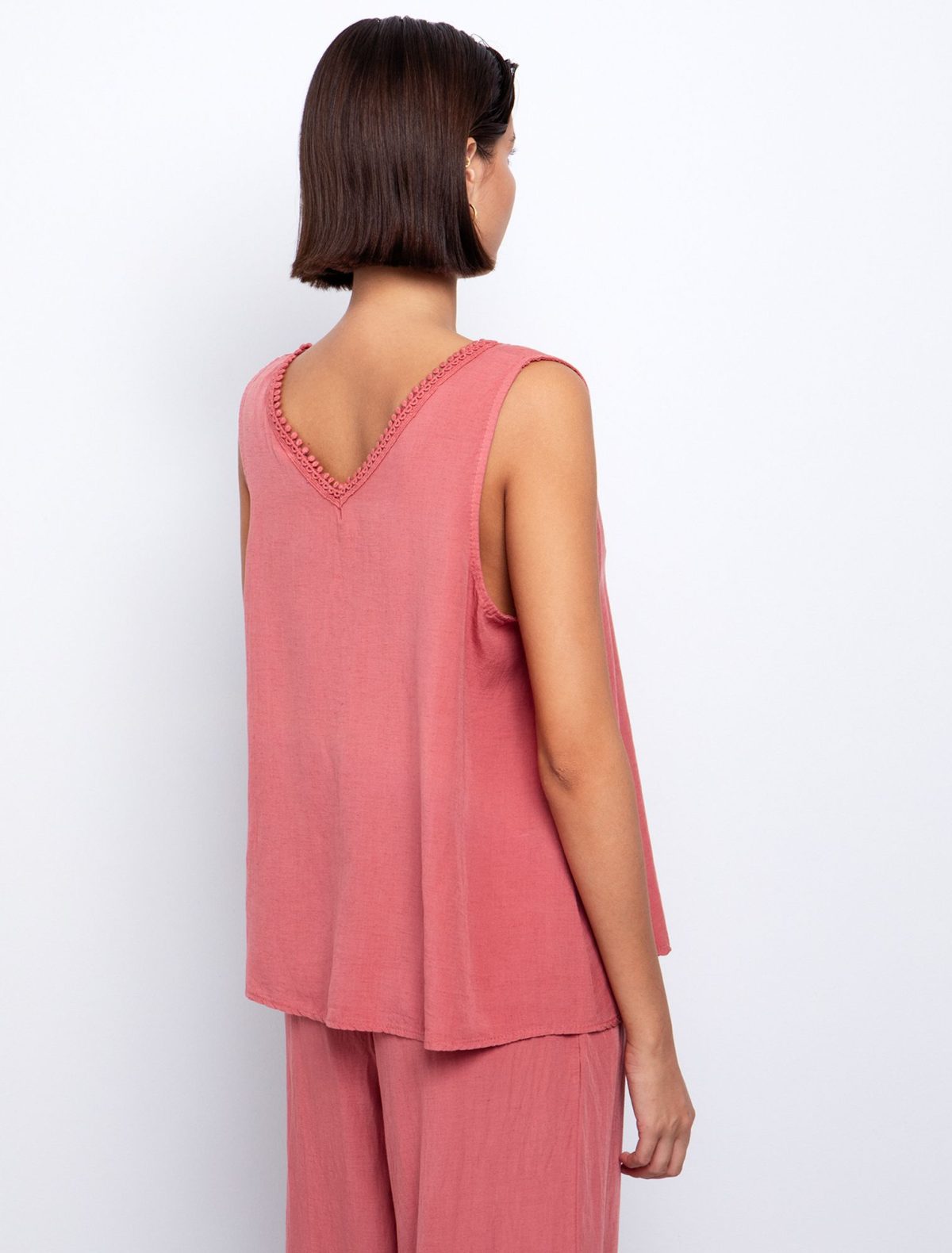Toi&Moi Τοπ με crochet-V & κουμπιά 30-5560-125-Coral/Κοραλί