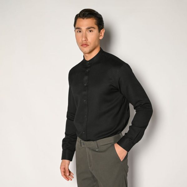 Sogo Ανδρικό Πουκάμισο Sogo Με Μάο Γιακά 24536-877-653-Black/Μαύρο