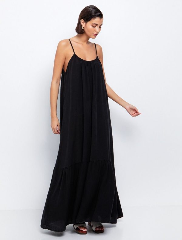 Toi&Moi Maxi φόρεμα σε ριχτή γραμμή 50-6560-125-Black/Μαύρο