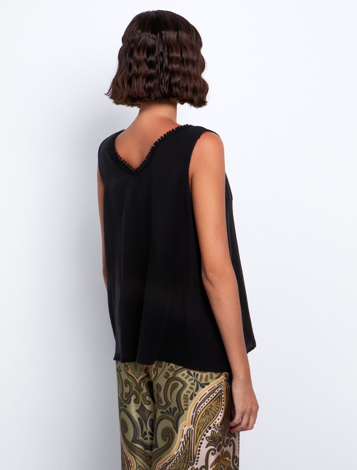 Toi&Moi Τοπ με crochet-V & κουμπιά 30-5560-125-Black/Μαύρο