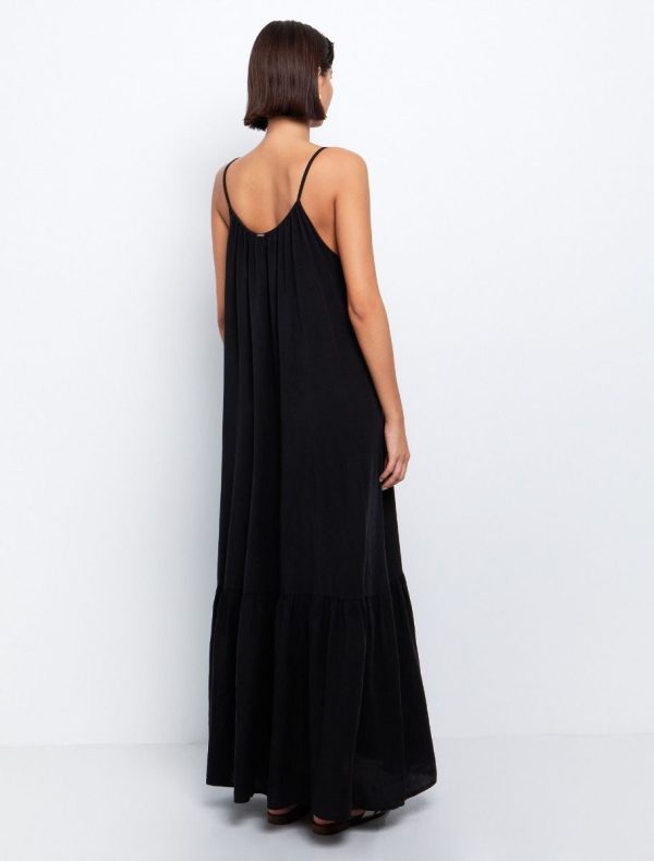 Toi&Moi Maxi φόρεμα σε ριχτή γραμμή 50-6560-125-Black/Μαύρο