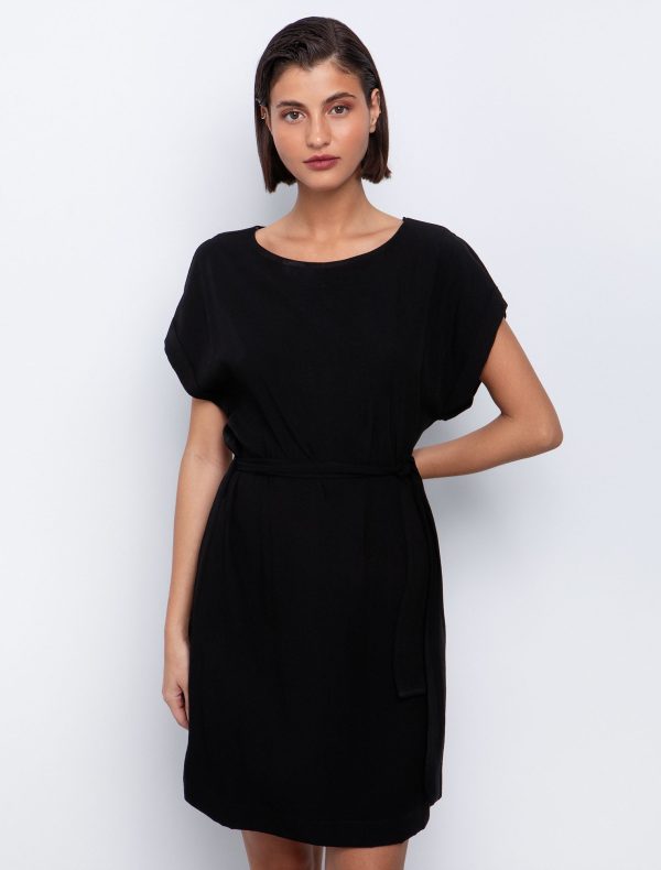 Toi&Moi Ριχτό φόρεμα με ζώνη 50-6515-125-Black/Μαύρο