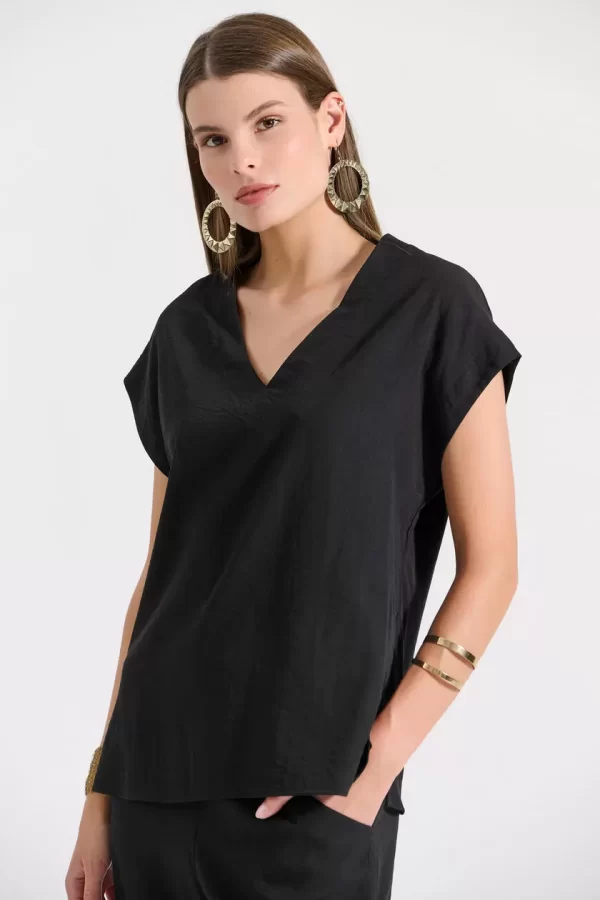 Bill Cost Μπλούζα με V λαιμόκοψη 10-350489-0-Black/Μαύρο