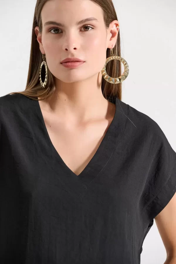 Bill Cost Μπλούζα με V λαιμόκοψη 10-350489-0-Black/Μαύρο