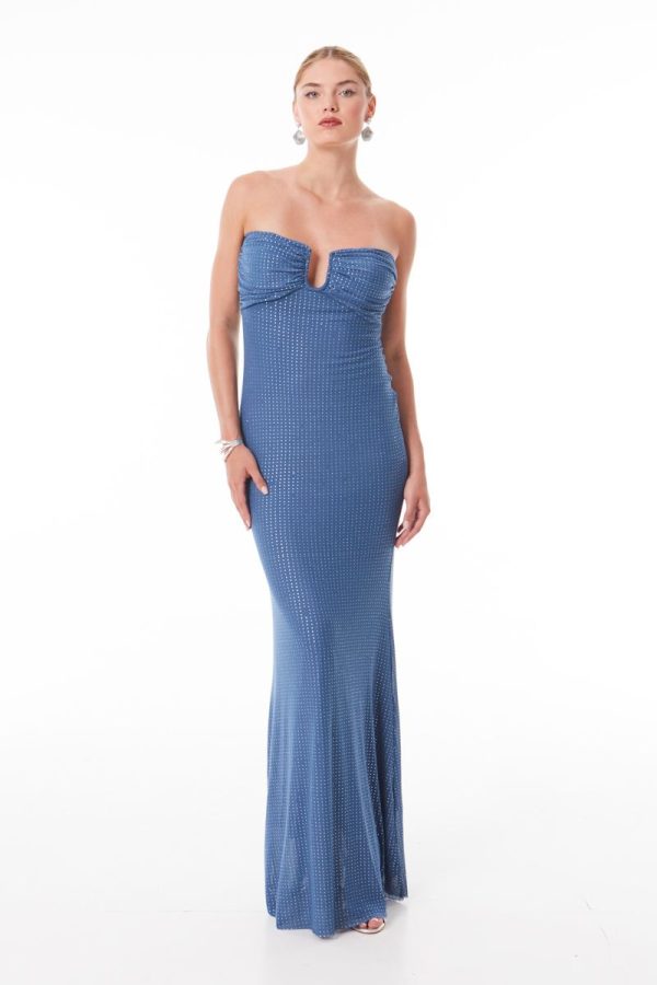 Mind Matter PAMELA DRESS Φόρεμα Στράπλες PAMELA Στρας MML25-01-07-028-BLUE/Μπλέ