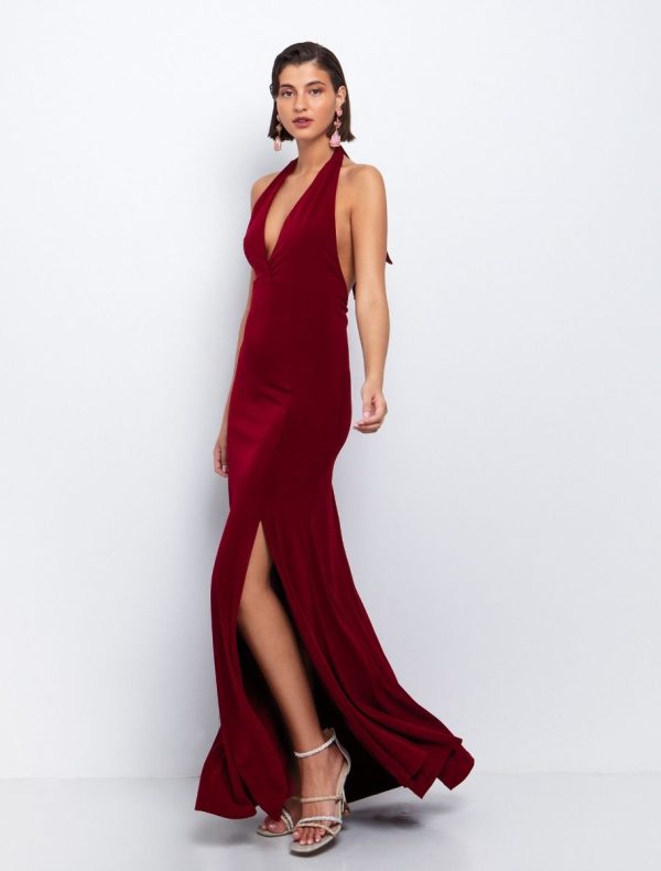 Toi&Moi Maxi φόρεμα με ανοιχτή πλάτη 50-6600-125-Bordeaux/Μπορντώ