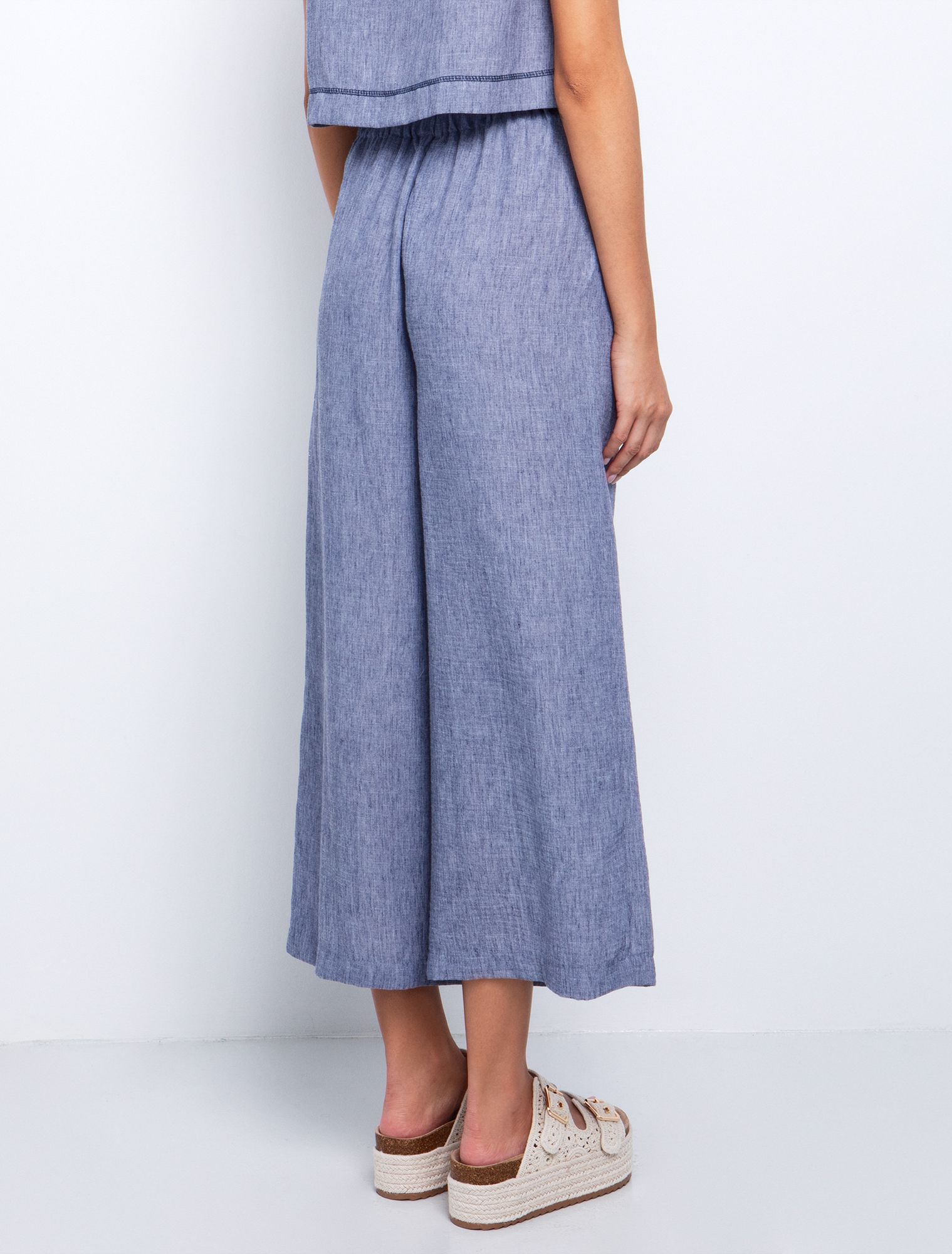 Toi&Moi Wide-leg παντελόνι με κορδόνι 20-5635-125-Blue/Μπλέ Toi&Moi Wide-leg παντελόνι με κορδόνι 20-5635-125-Blue/Μπλέ