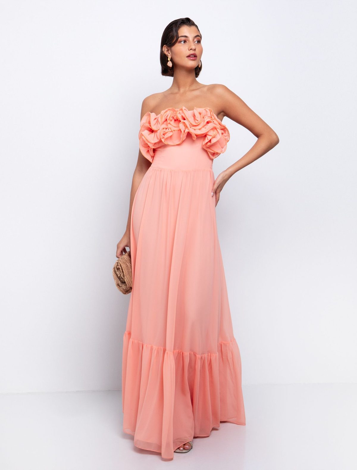 Toi&Moi Strapless φόρεμα με βολάν 50-6642-125-Peach/Ροδακινί