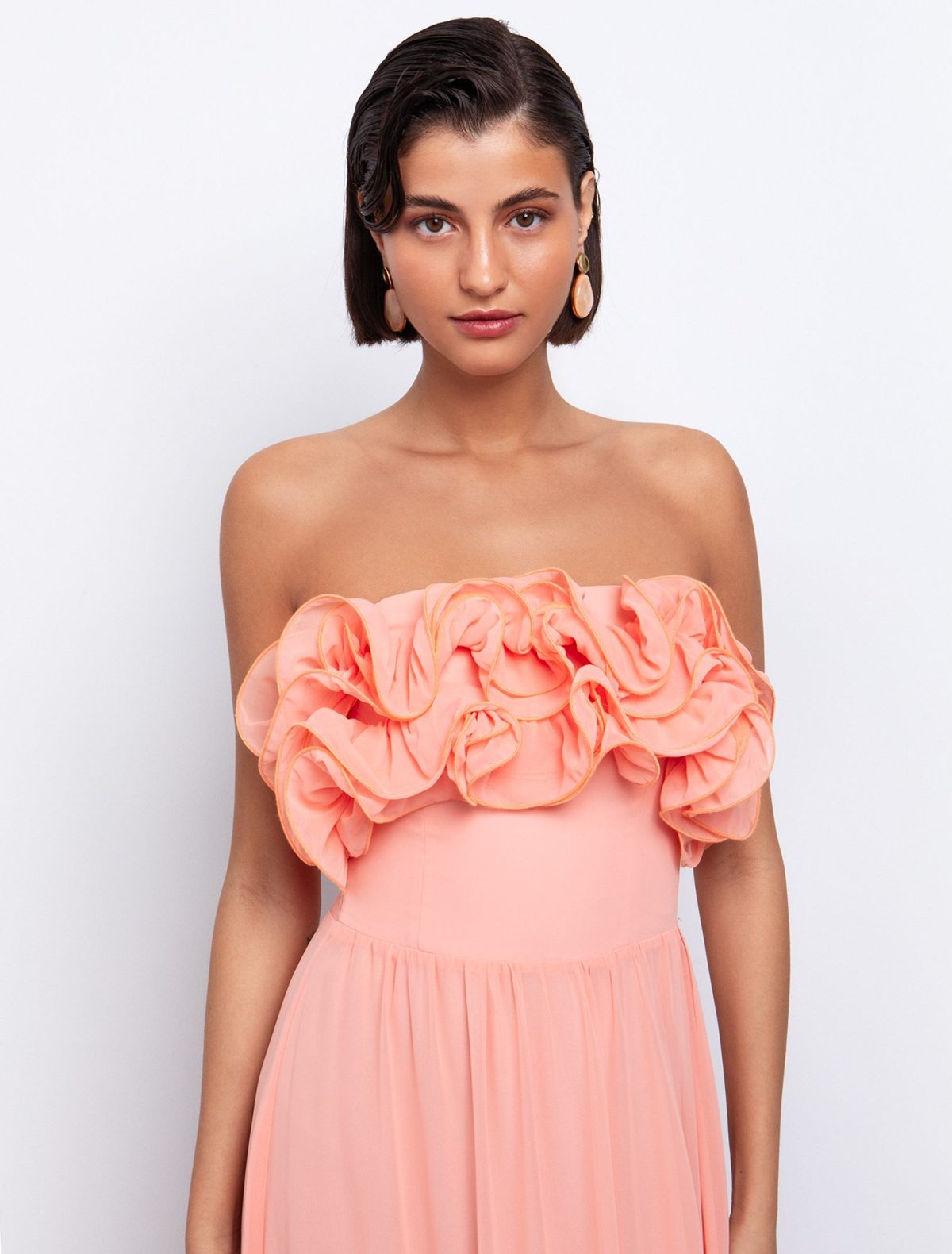 Toi&Moi Strapless φόρεμα με βολάν 50-6642-125-Peach/Ροδακινί