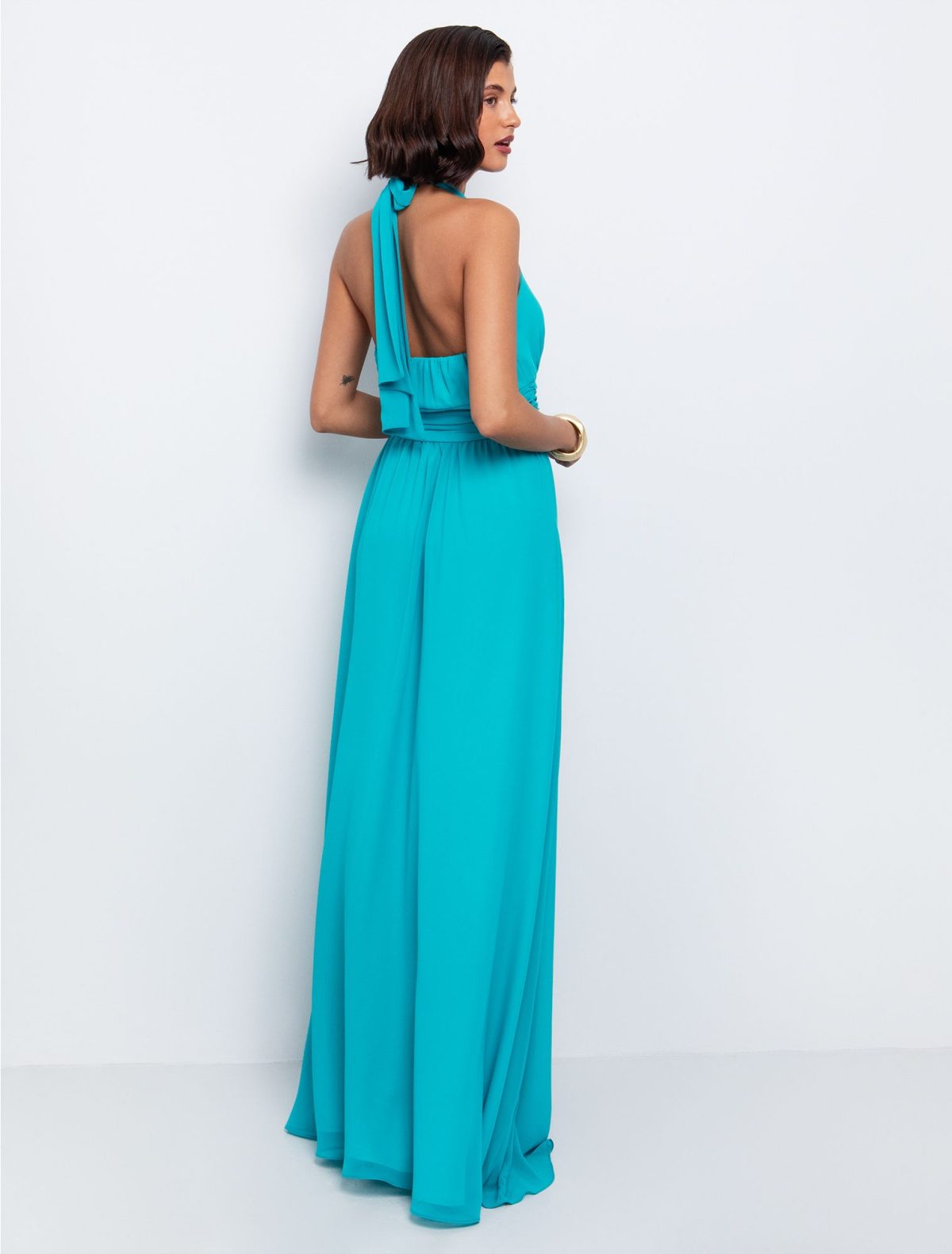 Toi&Moi Halter μάξι φόρεμα ντραπέ 50-6641-125-Emerald/Σμαραγδί