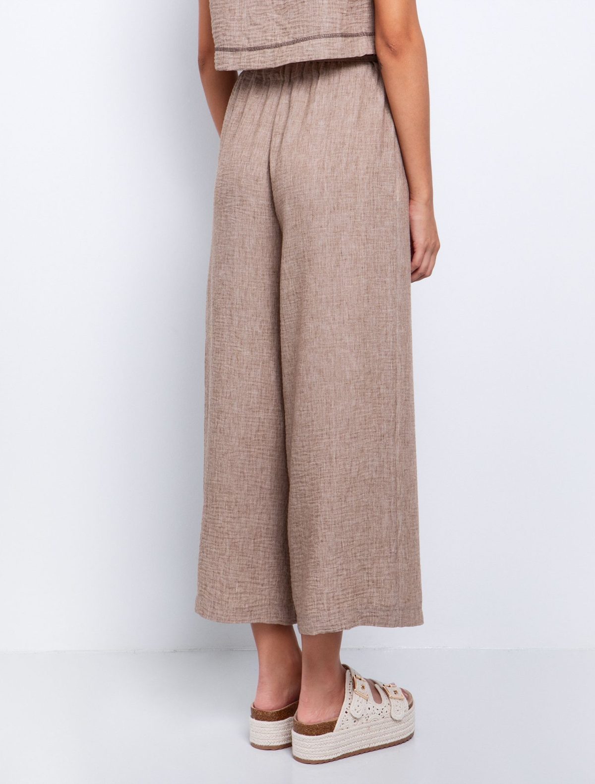 Toi&Moi Wide-leg παντελόνι με κορδόνι 20-5635-125-Brown/Καφέ