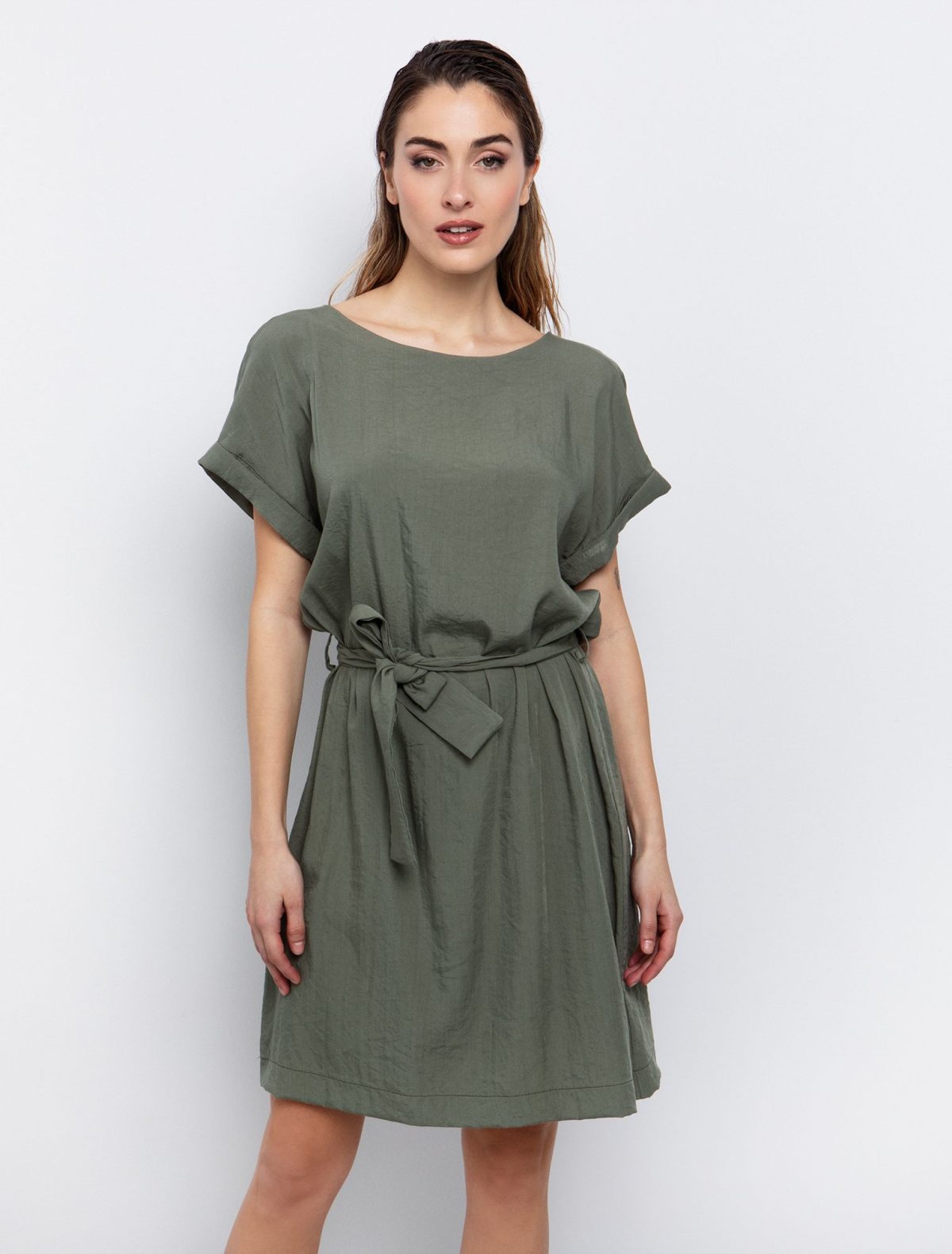 Toi&Moi Ριχτό φόρεμα με ζώνη 50-6515-125-Khaki/Χακί
