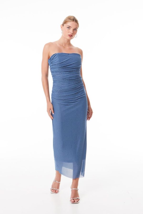 Mind Matter SOPHIE DRESS Midi Φόρεμα Στρας SOPHIE MML25-01-07-031-BLUE/Μπλέ