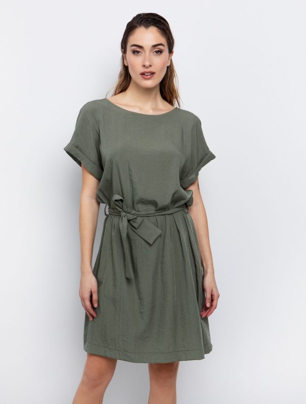 Toi&Moi Ριχτό φόρεμα με ζώνη 50-6515-125-Khaki/Χακί