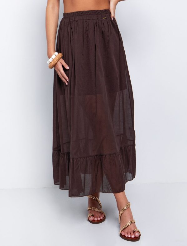Toi&Moi Flowy φούστα midi 10-3964-125-Brown/Καφέ