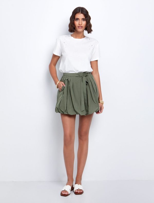 Toi&Moi Balloon μίνι φούστα με πιέτες 10-3965-125-Khaki/Χακί