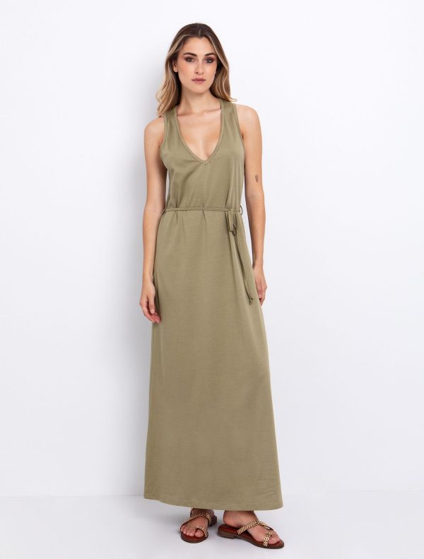 Toi&Moi Basic φόρεμα με κορδόνι 50-6576-125-Khaki/Χακί