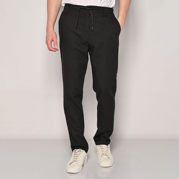 Brokers Παντελόνι Ανδρικό Λινό Brokers Carrot Fit 24014-108-482-BLACK/Μαύρο