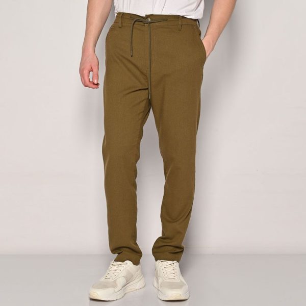 Brokers Παντελόνι Ανδρικό Λινό Brokers Carrot Fit 24014-108-482-KHAKI/Χακί
