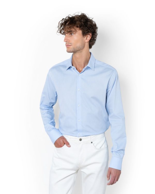 The Bostonians ΠΟΥΚΑΜΙΣΟ DOBBY SLIM FIT-3ACP2128-B176-SKY BLUE/ΓΑΛΑΖΙΟ