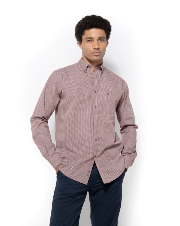 The Bostonians ΠΟΥΚΑΜΙΣΟ CHESTER ΠΟΠΛΙΝΑ REGULAR FIT-3AACH8614-B154BU-BURGUNDY