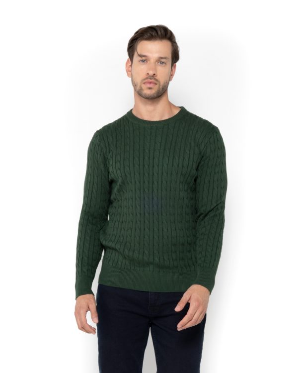 The Bostonians ΠΛΕΚΤΟ CABLE ΛΑΙΜΟΚΟΨΗ REGULAR-3MR1070-B133-DARK GREEN/ΠΡΑΣΙΝΟ