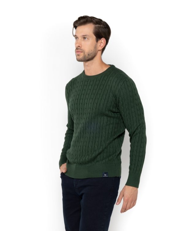 The Bostonians ΠΛΕΚΤΟ CABLE ΛΑΙΜΟΚΟΨΗ REGULAR-3MR1070-B133-DARK GREEN/ΠΡΑΣΙΝΟ