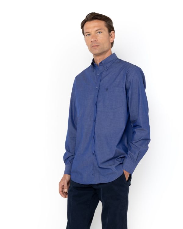 The Bostonians BIG & TALL ΠΟΥΚΑΜΙΣΟ FIL A FIL REGULAR FIT-3AAP0000XB595IN-DARK INDIGO/Μπλε