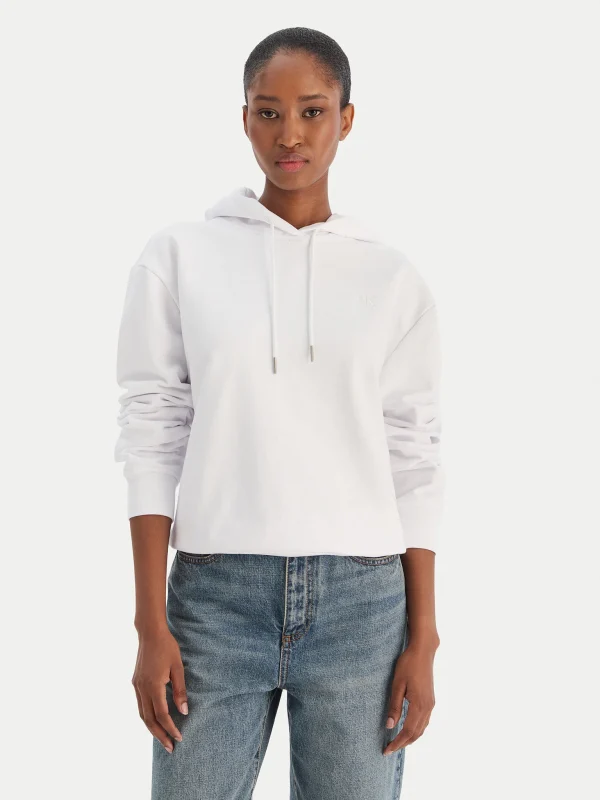 Calvin Klein Hoodie Με Λογότυπο Από Βαμβακερό Terry-LV047C224-Brilliant White-Άσπρο