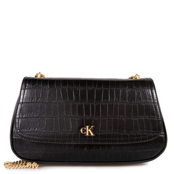 Calvin Klein CROC CONV CHAIN MEDIUM BAG-LV04F3284-Black/Μαύρο