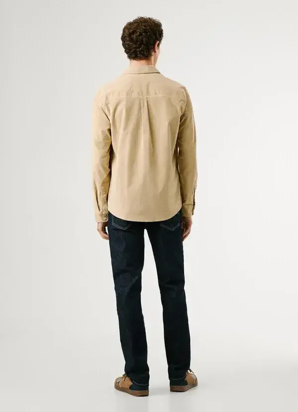 Pepe Jeans Μακρυμάνικo Κοτλέ Πουκάμισο σε Κανονική Γραμμή-PM3090844-Beige/Μπεζ