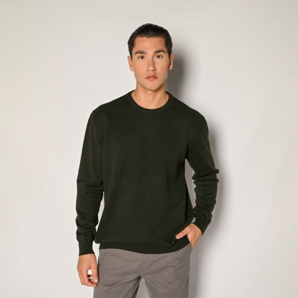 BROKERS Πλεκτό Ανδρικό Με Λαιμόκοψη-24519-102-93-Oil/Λαδί