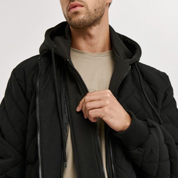 BROKERS Ανδρικό καπιτονέ μπουφάν Brokers με αποσπώμενη μόστρα με κουκούλα-25510-115-042-Black/Μαύρο